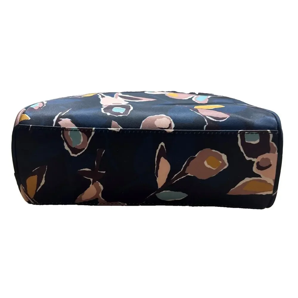 Kate Spade Dawn Paper Rose Medium Dome Cosmetic Makeup Bag Blue Floral Nylon New